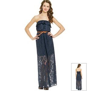 Trixxi ' Navy Strapless Crochet Maxi Dress